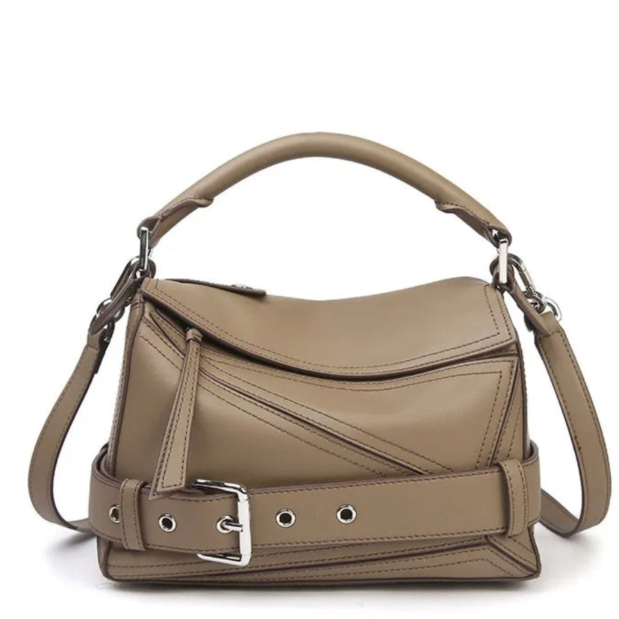 Alexandra genuine leather structured handbag Eleia Stone Australia