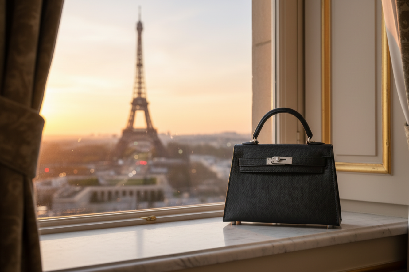 Cescille quiet luxury leather handbag side profile Eleia Stone Australia