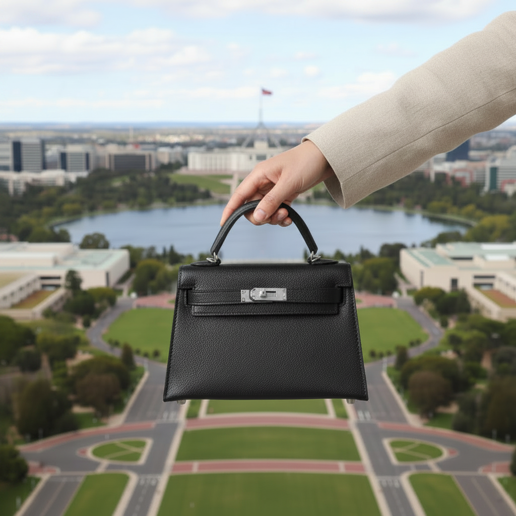 Cescille large structured leather handbag lifestyle shot Eleia Stone Australia