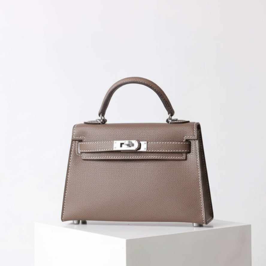 Leia genuine leather structured handbag Eleia Stone Australia