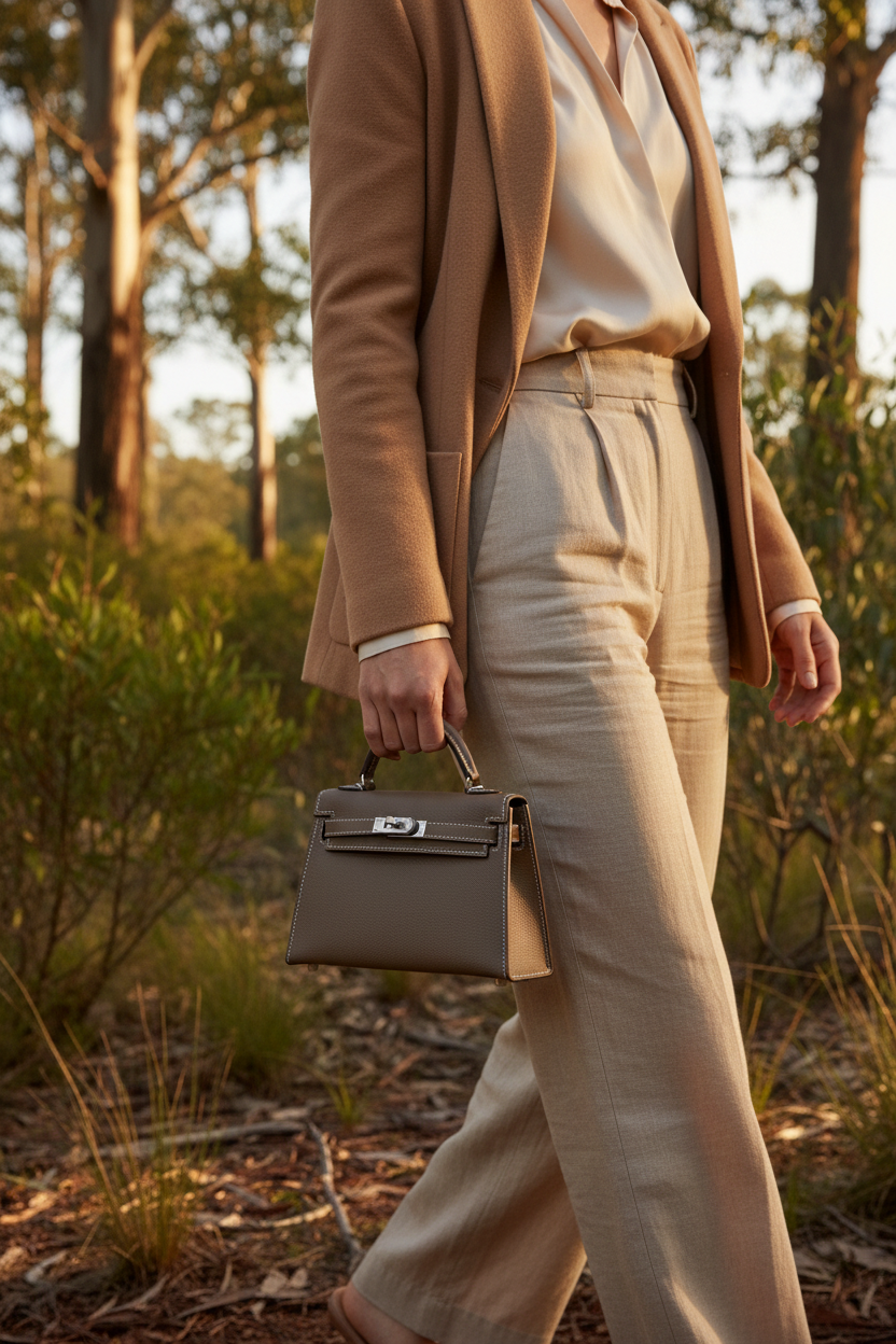 Leia leather handbag lifestyle shot professional women Eleia Stone Australia