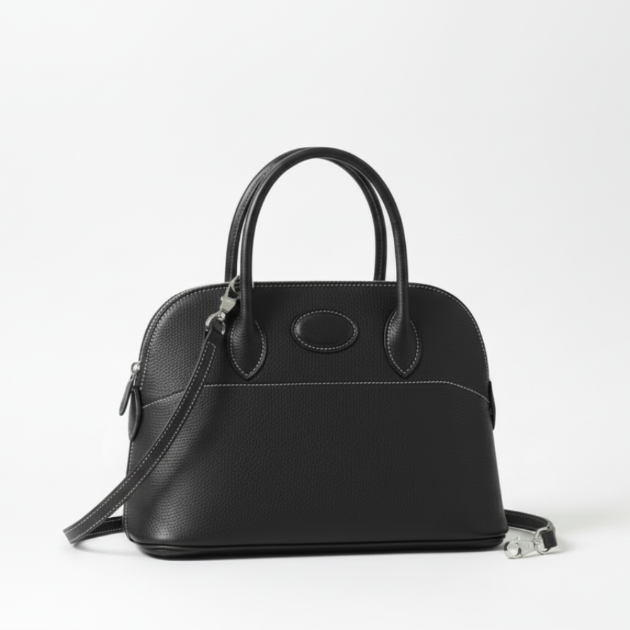 Lucienne genuine leather structured dome handbag black Eleia Stone Australia
